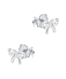 Lovely Bow Shaped CZ Silver Stud Earring STS-6435